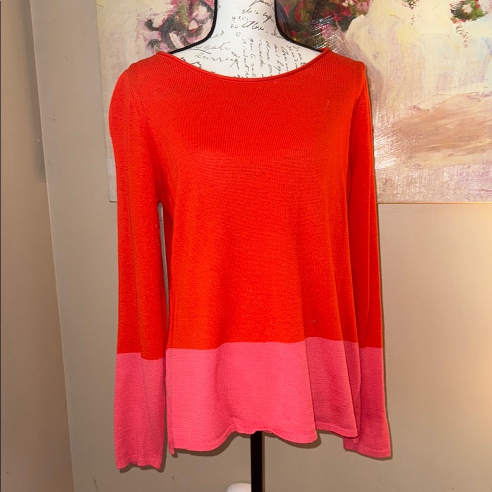 Old Navy Red and Pink Color Block Women's Sweater